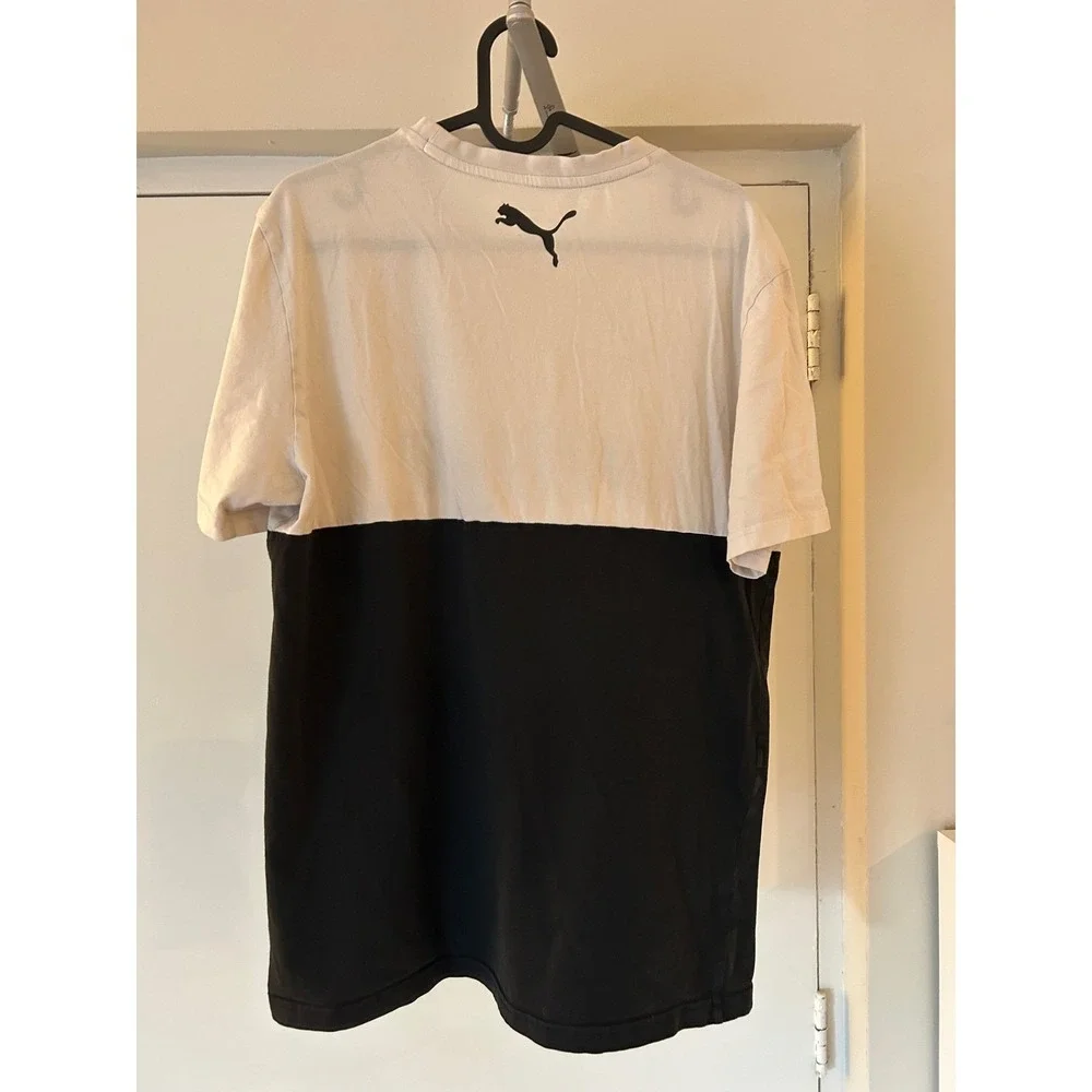 Puma Color‎ Block T Shirt White Black Logo Men's Size Medium - Picture 7 of 9